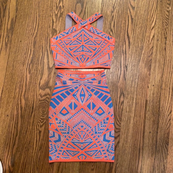 BCBG Dresses & Skirts - XXS bcbg skirt XS bcbg top orange and blue set